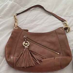 Michael Kors Tan Leather Shoulder Bag with Gold Accents